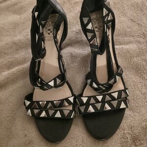 Vince Camuto Black and Silver Studded Sandals